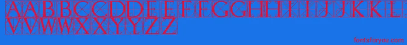 WalrodRegular-fontti – punaiset fontit sinisellä taustalla