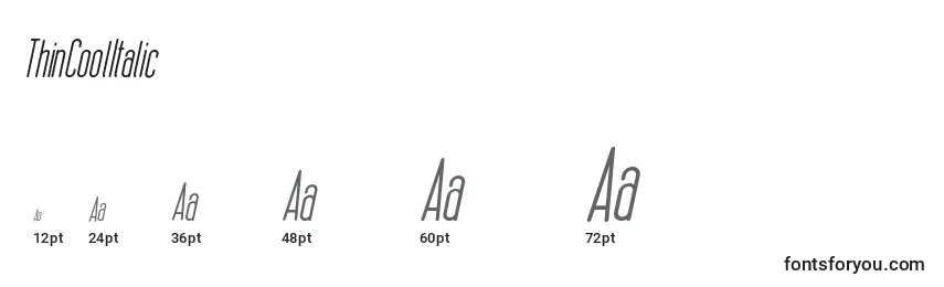 ThinCoolItalic Font Sizes