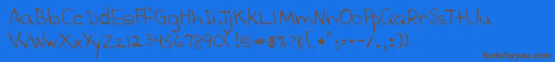 Lehn277-Schriftart – Braune Schriften auf blauem Hintergrund