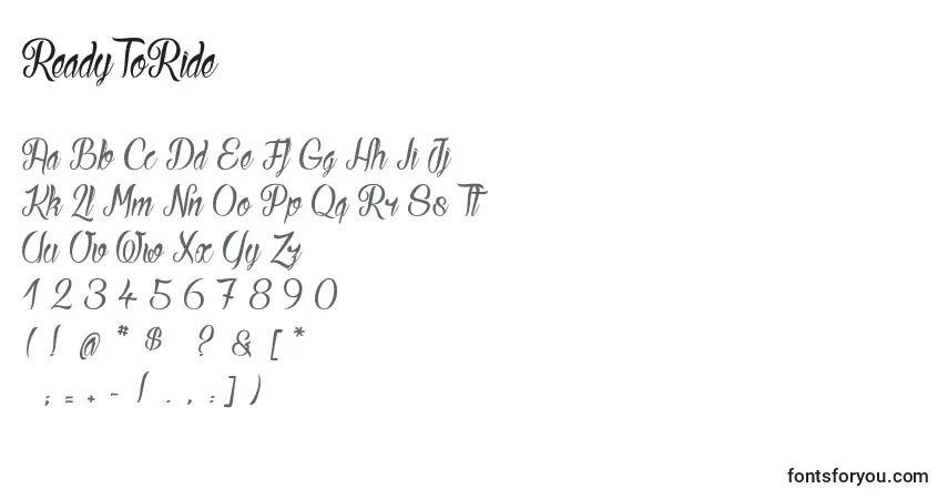 Schriftart ReadyToRide – Alphabet, Zahlen, spezielle Symbole