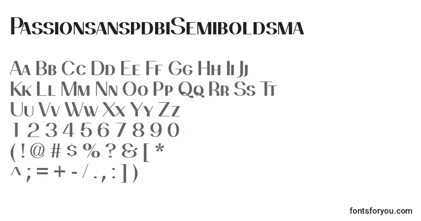 PassionsanspdbiSemiboldsmaフォント–アルファベット、数字、特殊文字