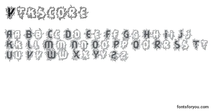 A fonte Vtkscore – alfabeto, números, caracteres especiais