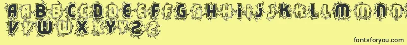 Fonte Vtkscore – fontes pretas em um fundo amarelo