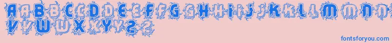 Vtkscore-Schriftart – Blaue Schriften auf rosa Hintergrund