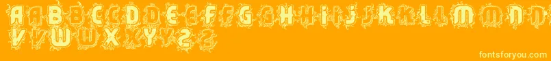 Vtkscore-Schriftart – Gelbe Schriften auf orangefarbenem Hintergrund