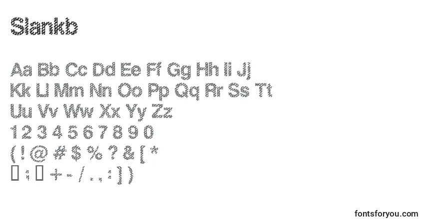 Czcionka Slankb – alfabet, cyfry, specjalne znaki