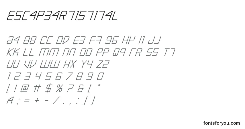 Шрифт Escapeartistital – алфавит, цифры, специальные символы