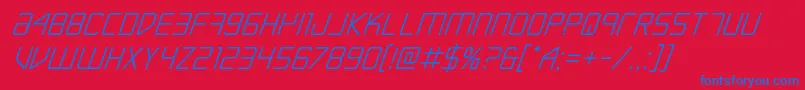 Escapeartistital-Schriftart – Blaue Schriften auf rotem Hintergrund