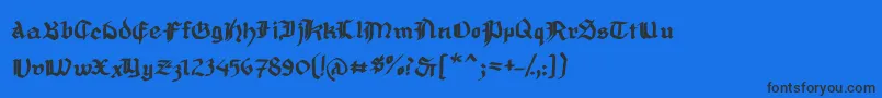 MousefrakturBold-Schriftart – Schwarze Schriften auf blauem Hintergrund