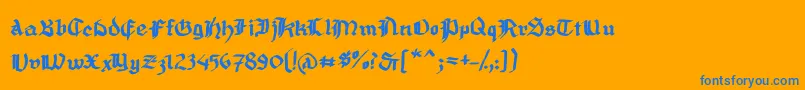 フォントMousefrakturBold – オレンジの背景に青い文字