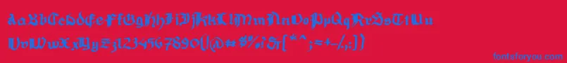 MousefrakturBold-fontti – siniset fontit punaisella taustalla