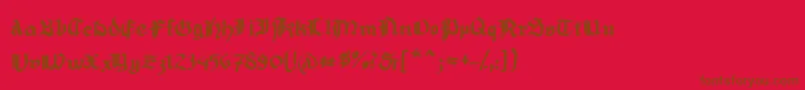 MousefrakturBold-Schriftart – Braune Schriften auf rotem Hintergrund