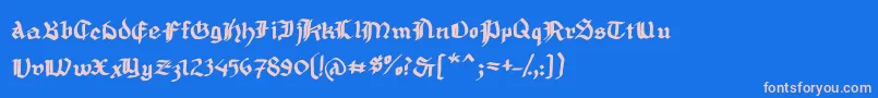 MousefrakturBold-Schriftart – Rosa Schriften auf blauem Hintergrund