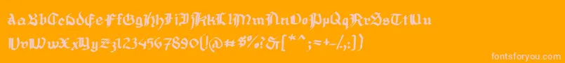 MousefrakturBold-fontti – vaaleanpunaiset fontit oranssilla taustalla