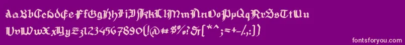 MousefrakturBold-fontti – vaaleanpunaiset fontit violetilla taustalla