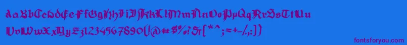 MousefrakturBold-Schriftart – Violette Schriften auf blauem Hintergrund