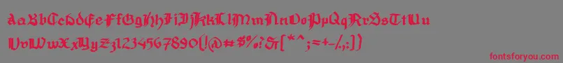 フォントMousefrakturBold – 赤い文字の灰色の背景