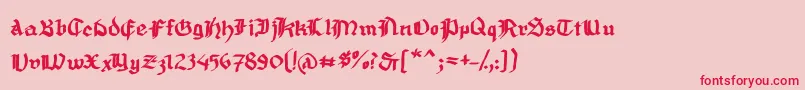 フォントMousefrakturBold – ピンクの背景に赤い文字