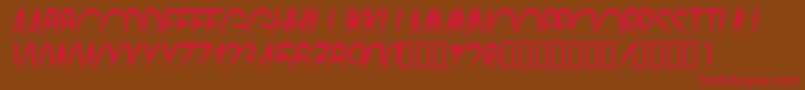 フォントAmstni – 赤い文字が茶色の背景にあります。