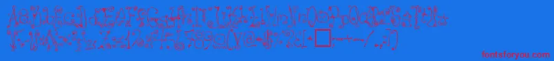 DanzinRegular-Schriftart – Rote Schriften auf blauem Hintergrund