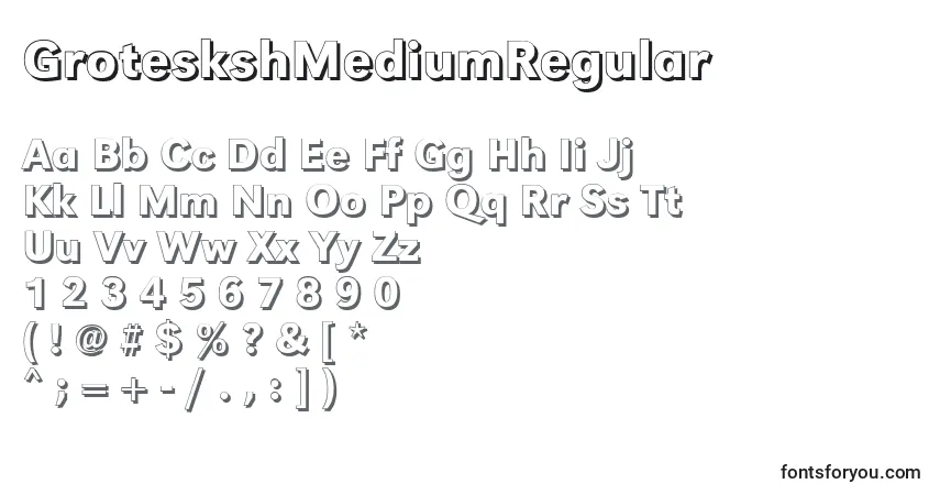 A fonte GroteskshMediumRegular – alfabeto, números, caracteres especiais