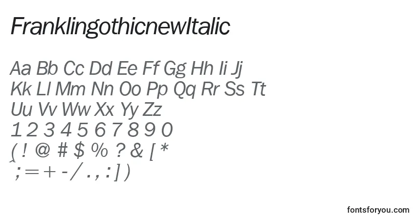 Шрифт FranklingothicnewItalic – алфавит, цифры, специальные символы