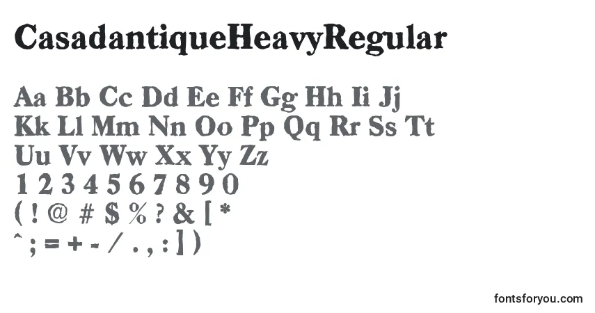 A fonte CasadantiqueHeavyRegular – alfabeto, números, caracteres especiais