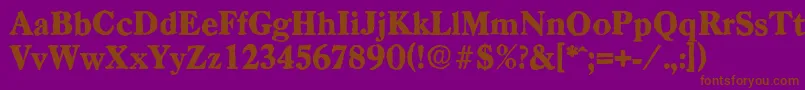 Fonte CasadantiqueHeavyRegular – fontes marrons em um fundo roxo