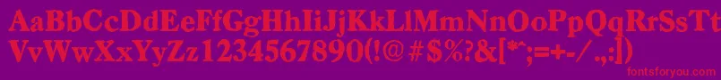 フォントCasadantiqueHeavyRegular – 紫の背景に赤い文字