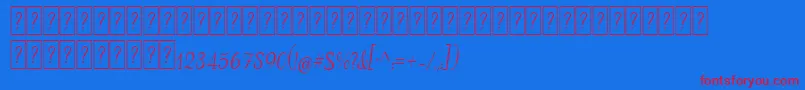 AdanaScriptDeco-fontti – punaiset fontit sinisellä taustalla