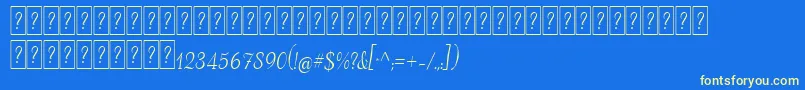 フォントAdanaScriptDeco – 黄色の文字、青い背景