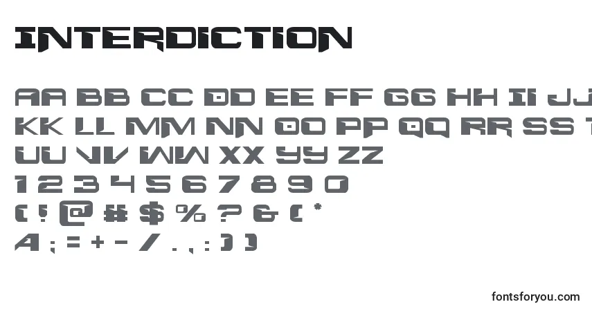 Шрифт Interdiction – алфавит, цифры, специальные символы