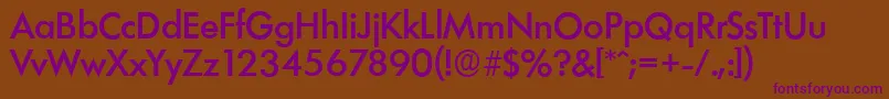 フォントLimerickserialMediumRegular – 紫色のフォント、茶色の背景