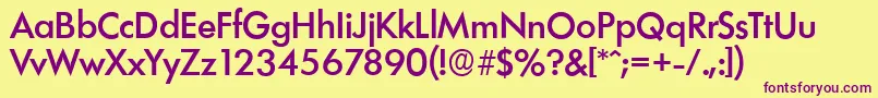 LimerickserialMediumRegular-fontti – violetit fontit keltaisella taustalla