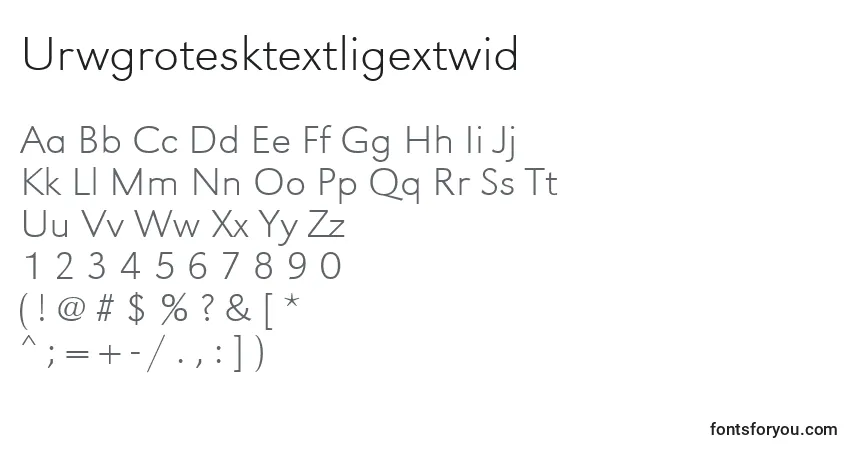 Urwgrotesktextligextwid-fontti – aakkoset, numerot, erikoismerkit
