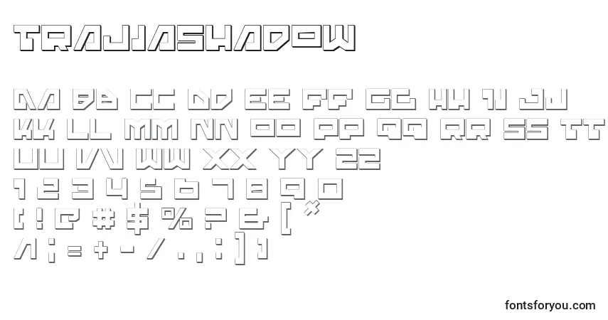 Schriftart TrajiaShadow – Alphabet, Zahlen, spezielle Symbole