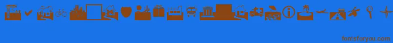 フォントWebdings – 茶色の文字が青い背景にあります。