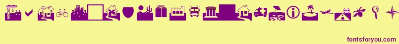 Webdings Font – Purple Fonts on Yellow Background