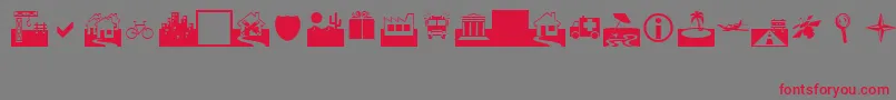 Fonte Webdings – fontes vermelhas em um fundo cinza