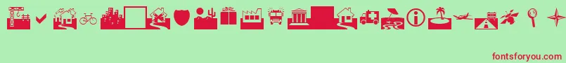 Webdings Font – Red Fonts on Green Background