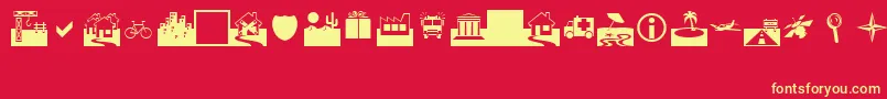 フォントWebdings – 黄色の文字、赤い背景