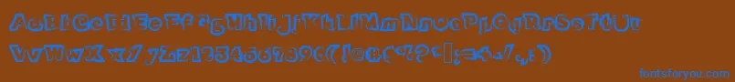 フォントFunnyteca – 茶色の背景に青い文字