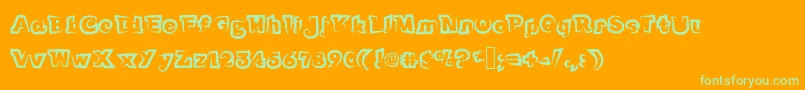 Funnyteca Font – Green Fonts on Orange Background