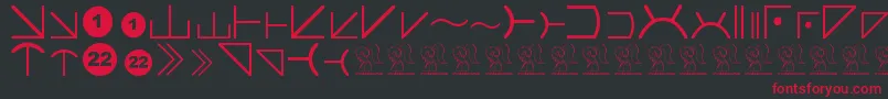 FrFal2-fontti – punaiset fontit mustalla taustalla