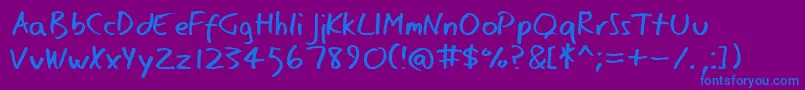 フォントEagernaturalist – 紫色の背景に青い文字