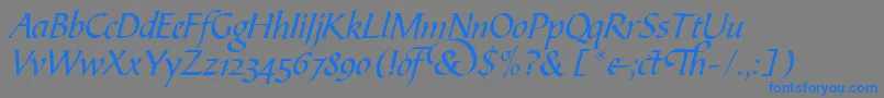 B730ScriptRegular-fontti – siniset fontit harmaalla taustalla