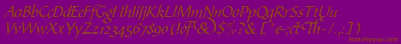 フォントB730ScriptRegular – 紫色の背景に茶色のフォント