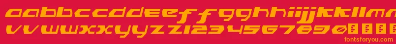 フォントPinkHasGoneExtinctObliqueLdr – 赤い背景にオレンジの文字