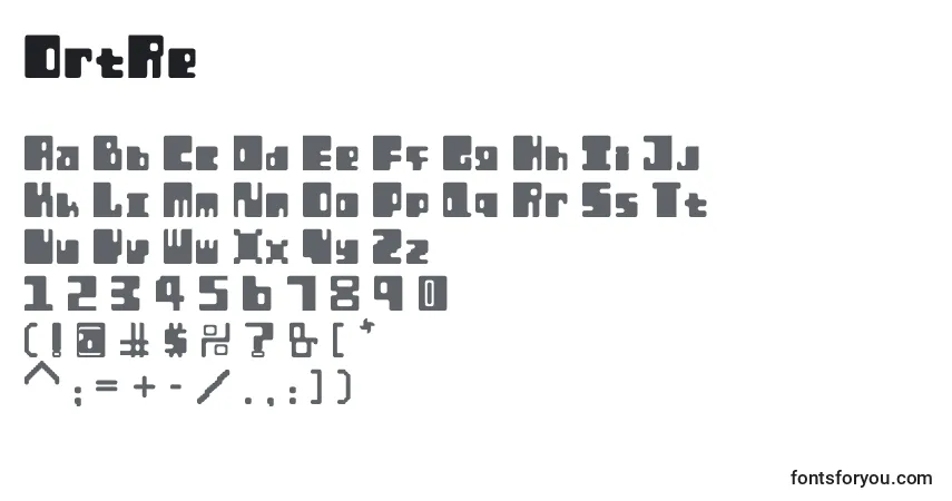 A fonte OrtRe (35150) – alfabeto, números, caracteres especiais