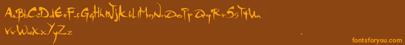 Mgs4Brush Font – Orange Fonts on Brown Background